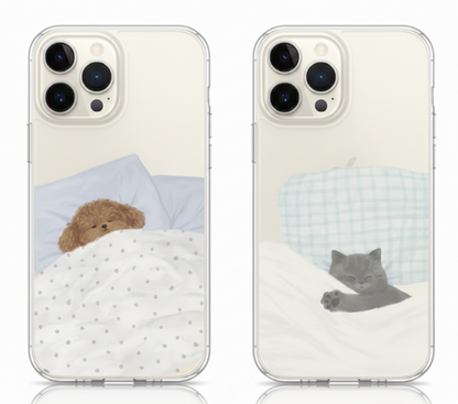 Coques Duo - Chien et Chat au lit